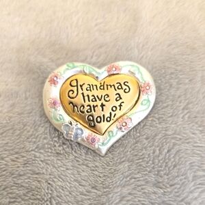#130 Heart-Shaped Plaque with Gold Accent Brooch